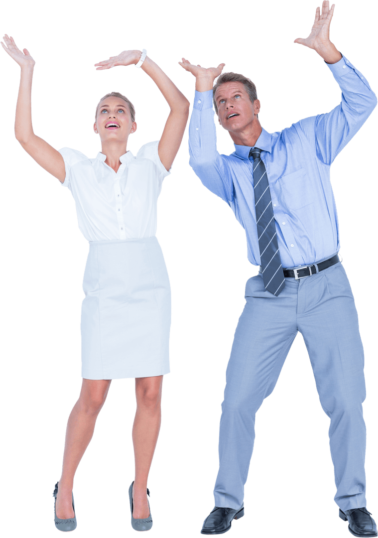 Transparent Business Adults Optimistically Looking Upward