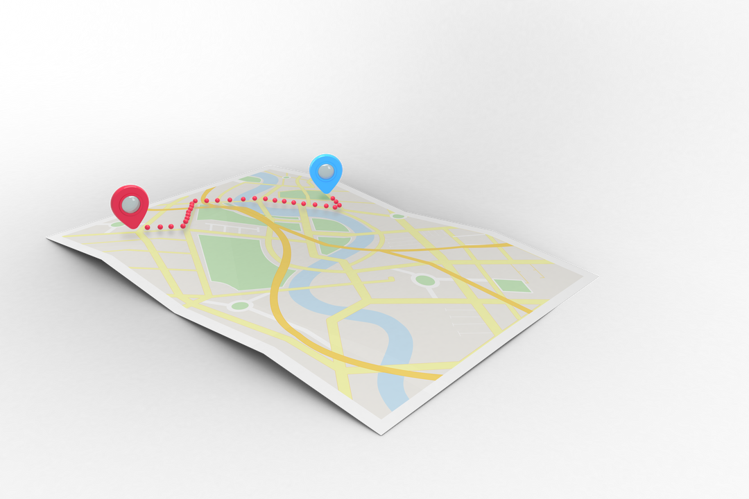 3D Map Illustration with Pointers on Transparent Background Showcasing Travel Route - Download Free Stock Images Pikwizard.com