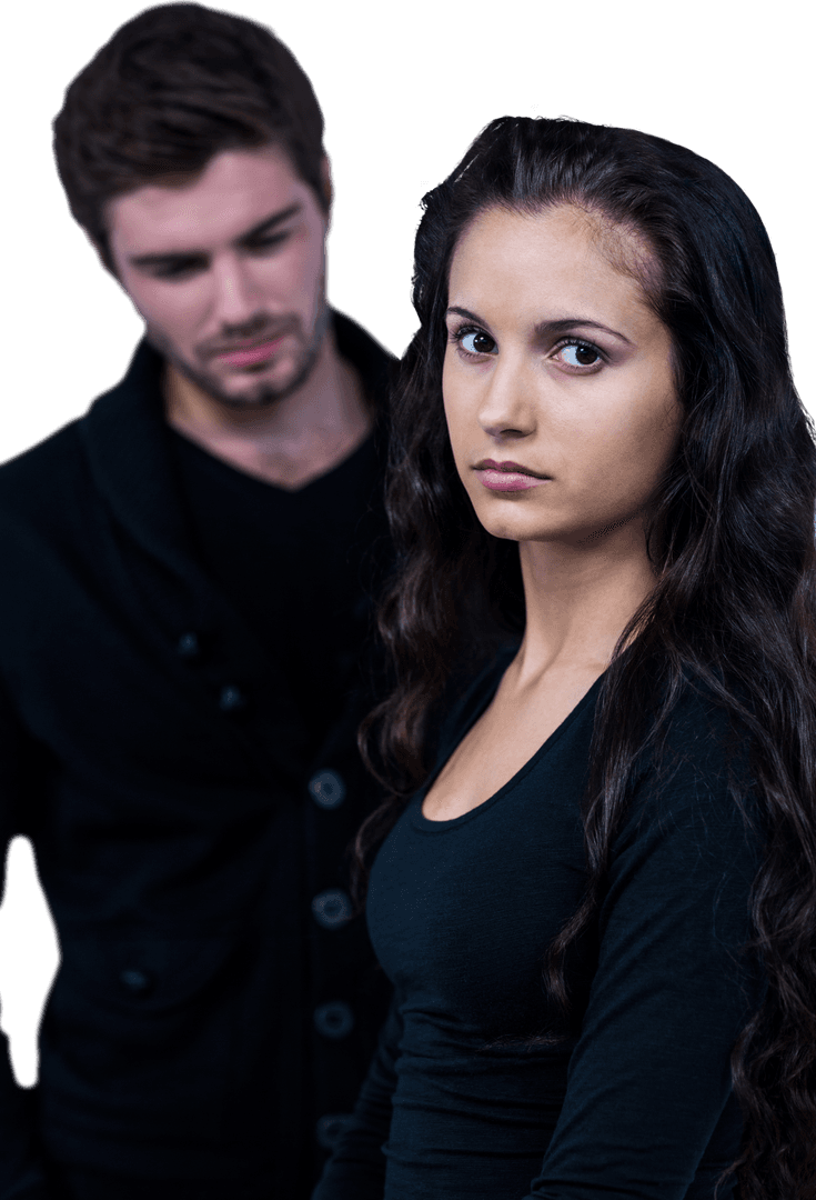 Transparent Couple Image Showcasing Emotional Conflict