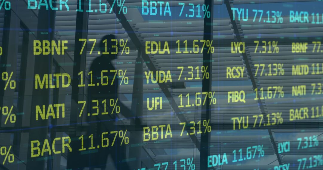 Financial Data Overlay on Business People in Global Marketplace
