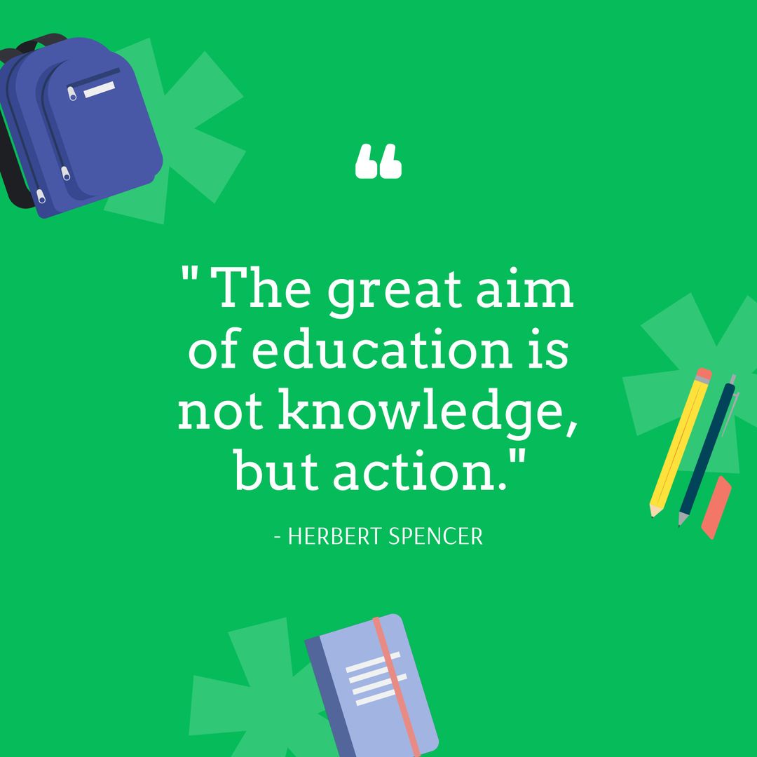 Inspirational Education Quote with School Supplies Design