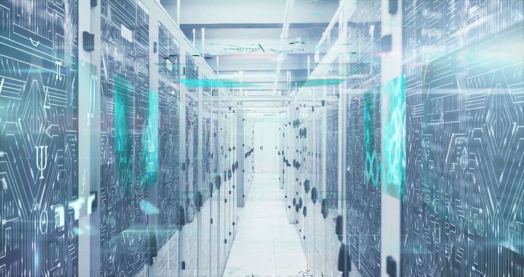 Digital Brain Overlay in Data Center Environment Highlighting AI Technology