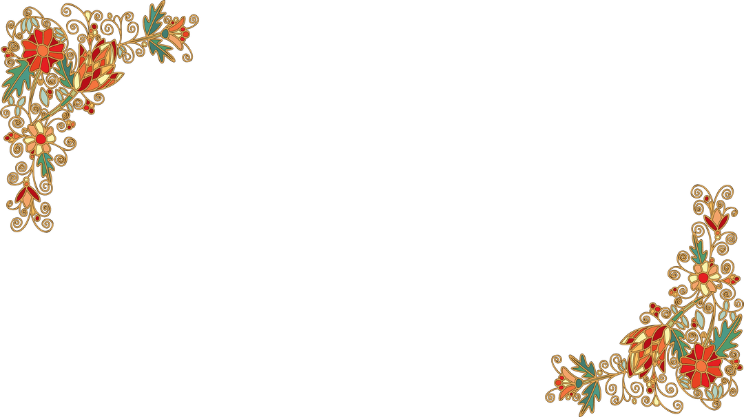 Intricate Paisley Filigree Design with Ornate Corners Transparent Background