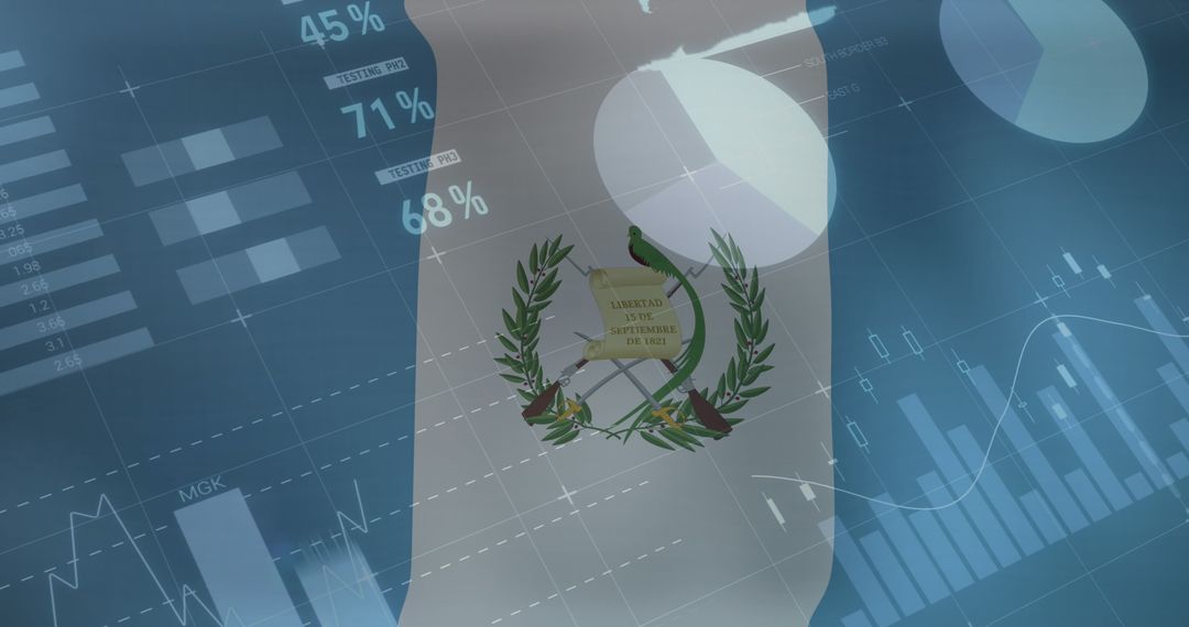 Guatemala Flag with Digital Data Visualizations