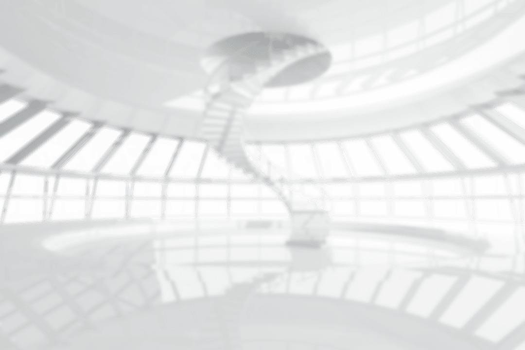 Transparent Futuristic White Room with Spiral Staircase