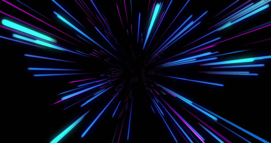 Glowing Neon Light Trails on Dark Background for Futuristic Design