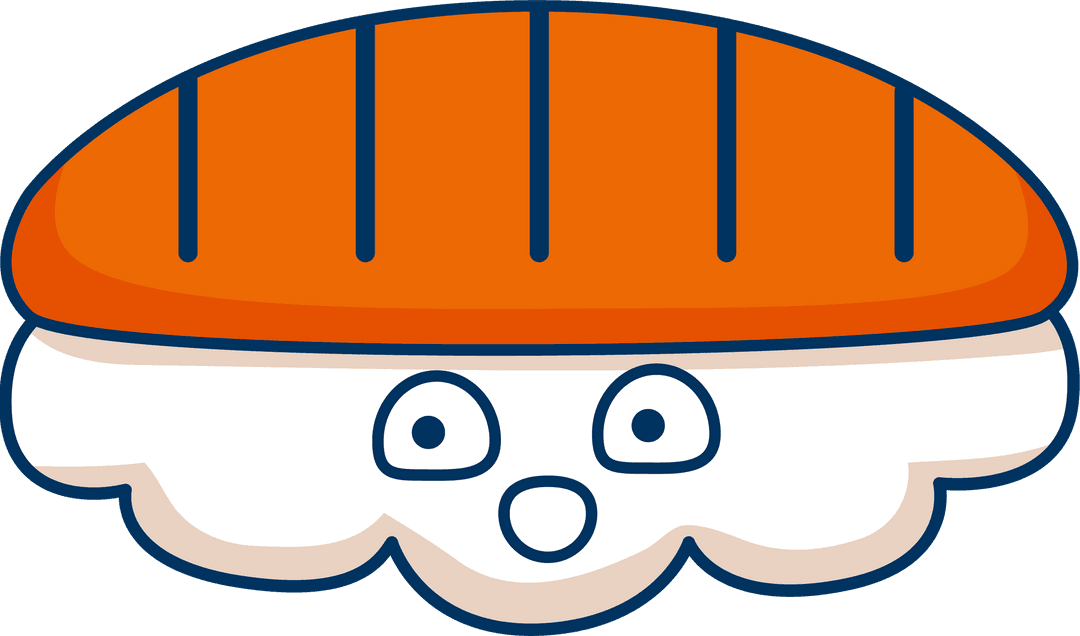 Kawaii Sushi Nigiri Character Looking Surprised on Transparent Background