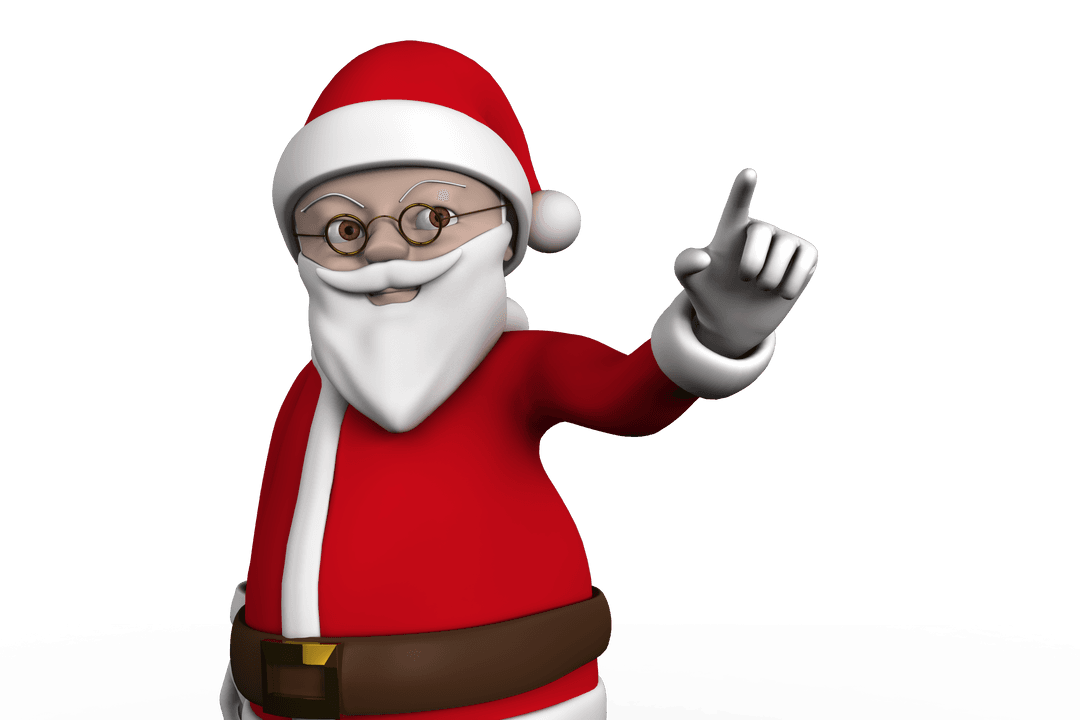 Transparent Cartoon Santa Claus Pointing Festive Artwork