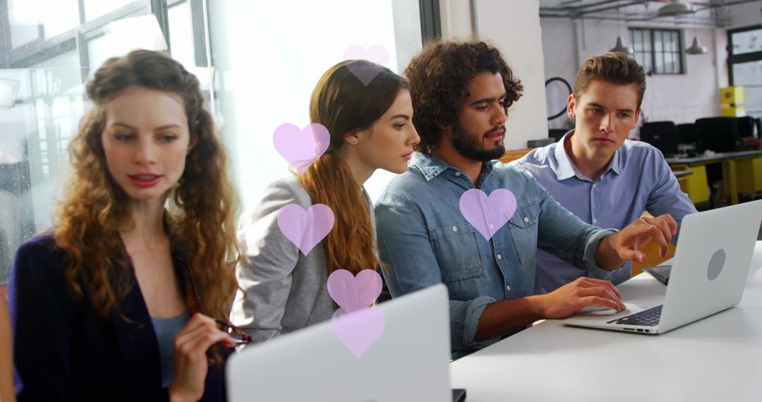 Team Collaboration with Digital Overlay of Hearts