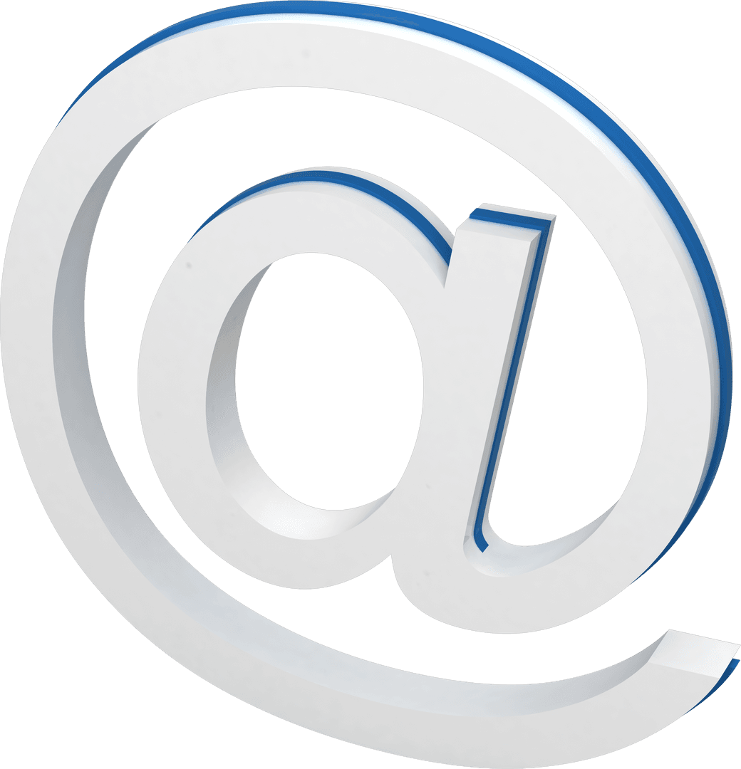 Transparent 3D Email At Symbol Isolated on White