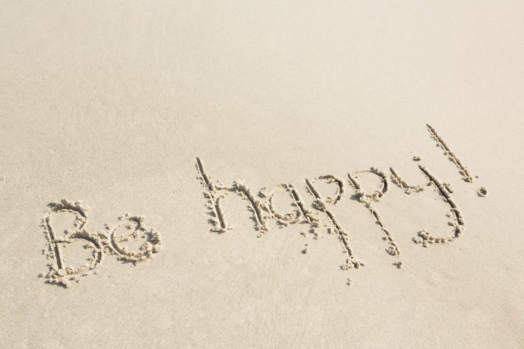 Be happy written on sand - Free Images, Stock Photos and Pictures on Pikwizard.com