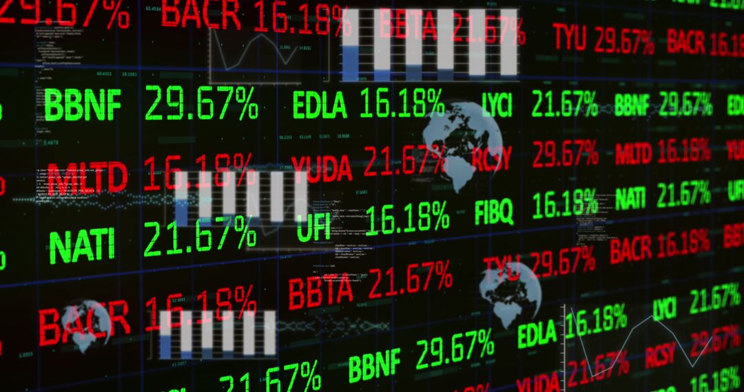 Global Financial Market Data Display with Digital Interface