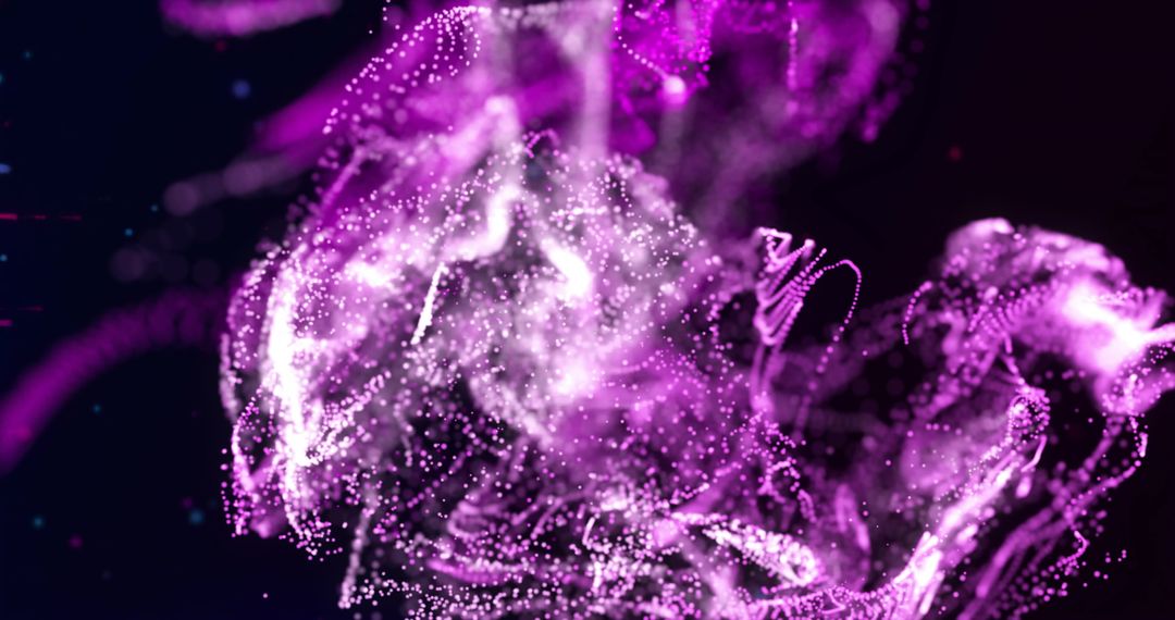 Dynamic Glowing Purple Particles with Energy Waves