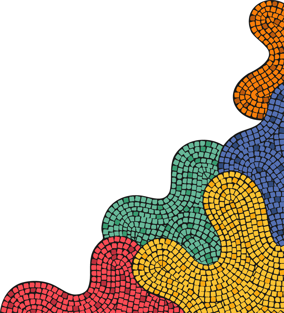 Vibrant Abstract Mosaic Shapes on Transparent Background