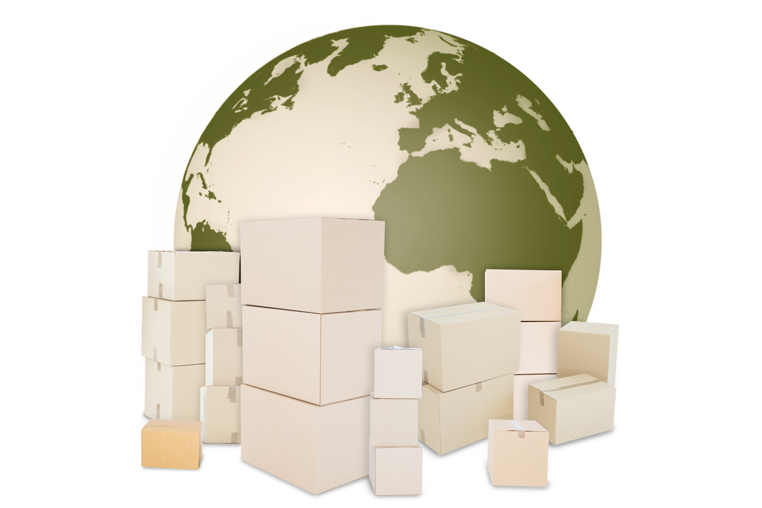 Transparent Background Boxes and Globe for Global Shipping Concept - Download Free Stock Images Pikwizard.com