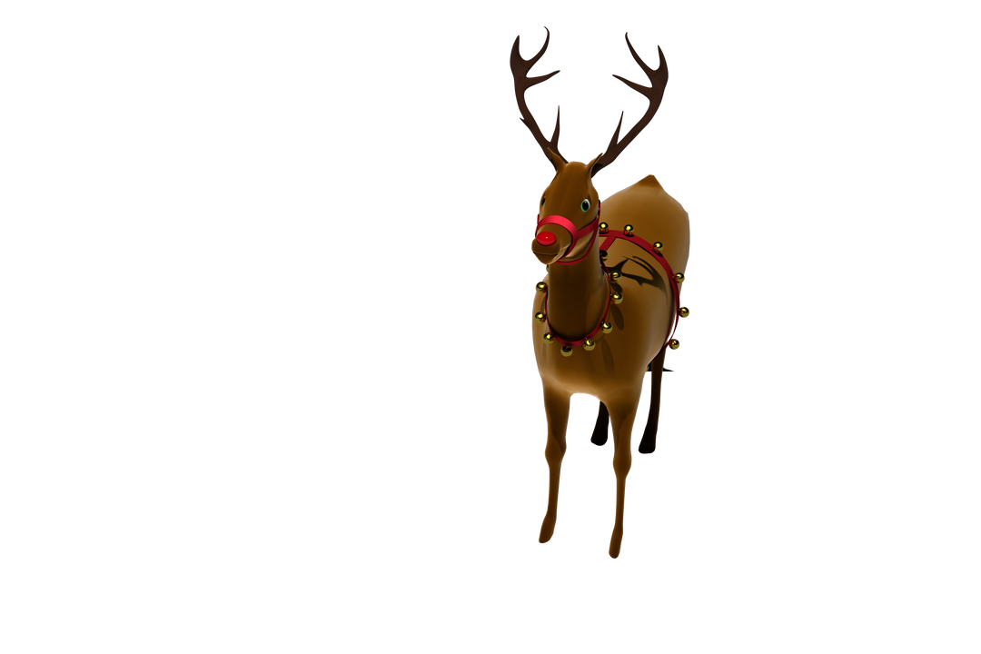 Transparent Digital Christmas Reindeer with Bells and Red Nose - Download Free Stock Images Pikwizard.com