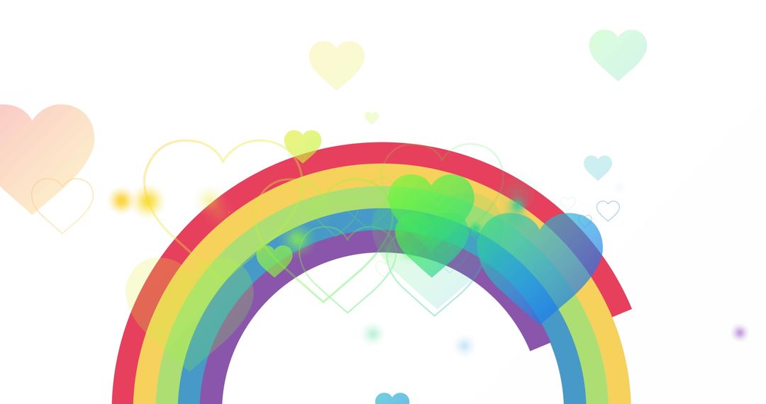 Vibrant Rainbow Hearts with Overlay Symbolically Celebrate Pride