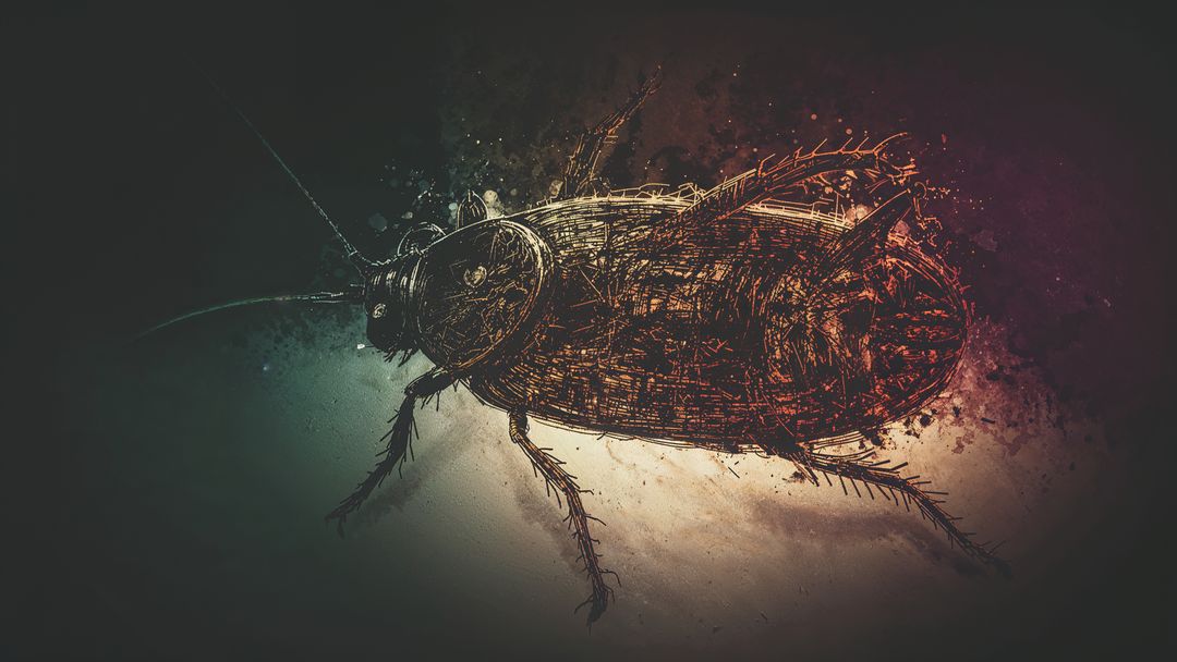 Stylized Abstract Cockroach with Vibrant Textures and Colors