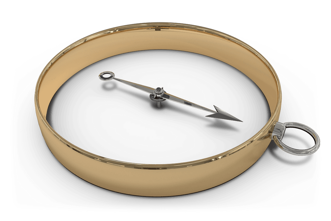 Golden Compass on Transparent Background for Travel Design