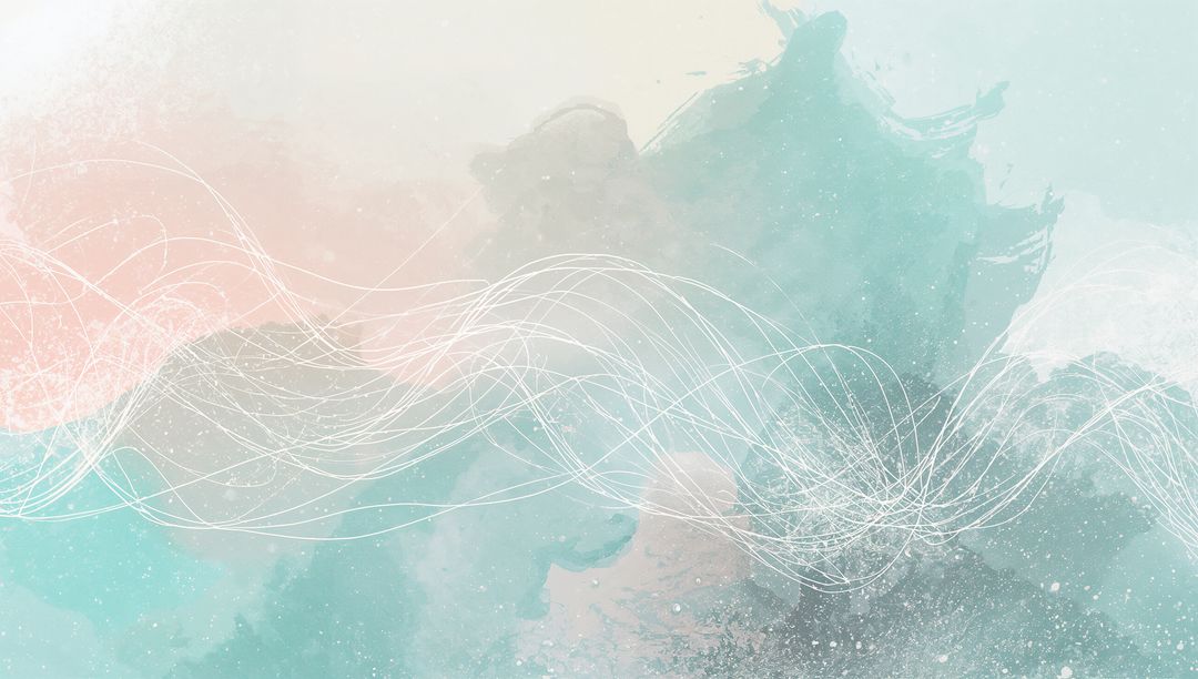 Swirling White Lines on Pastel Watercolor Canvas in Minimalist Abstract