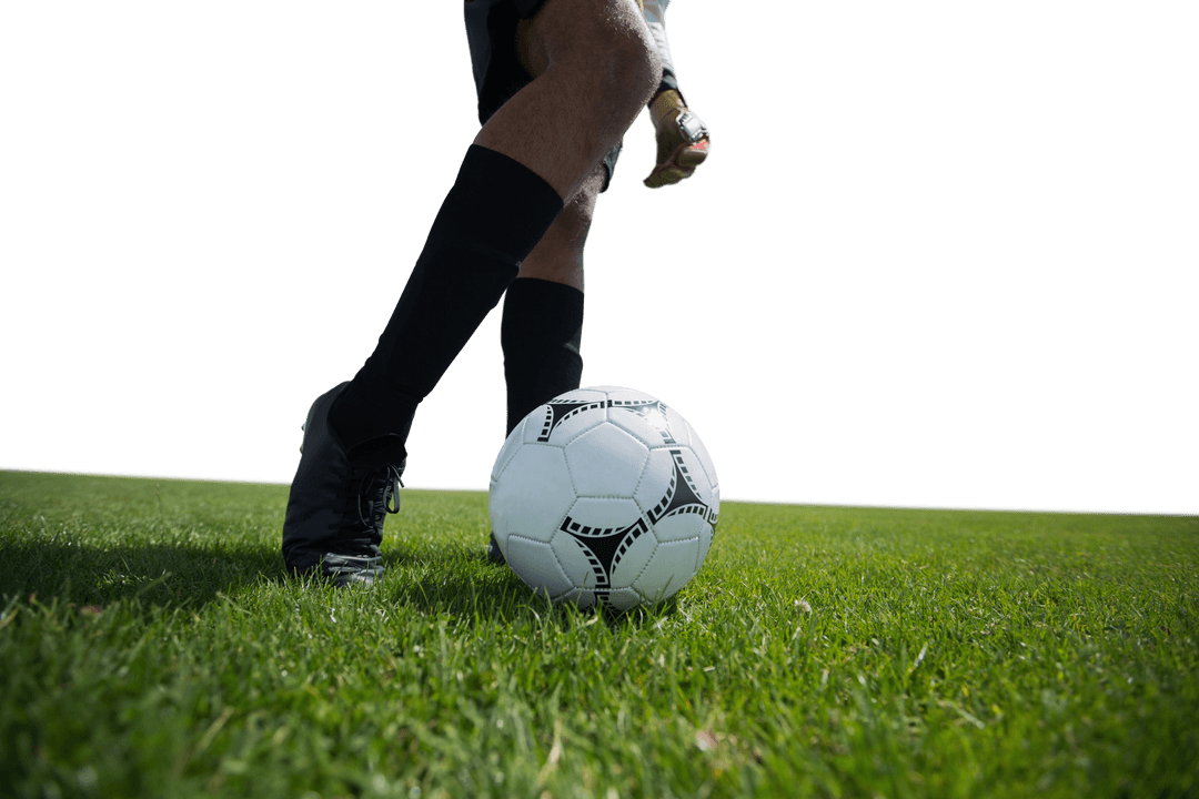 Transparent Soccer Player Preparing to Shoot on Field