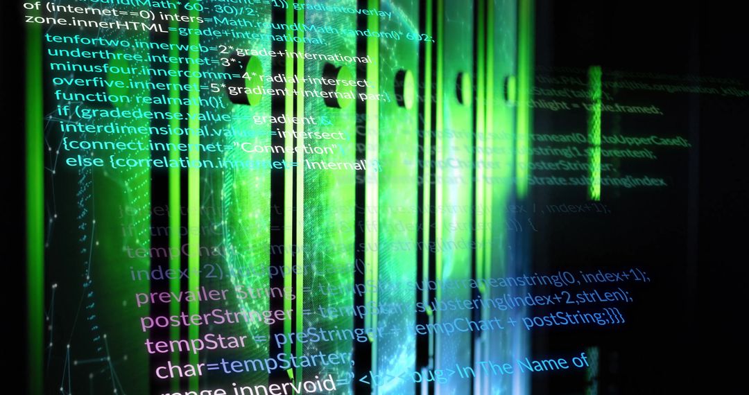 Futuristic Cyber Code on Digital Display Panel