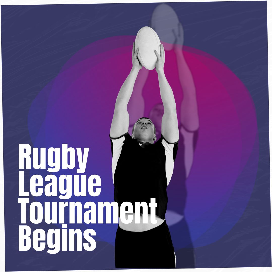 Dynamic Rugby Action Illustration with Exciting Logo