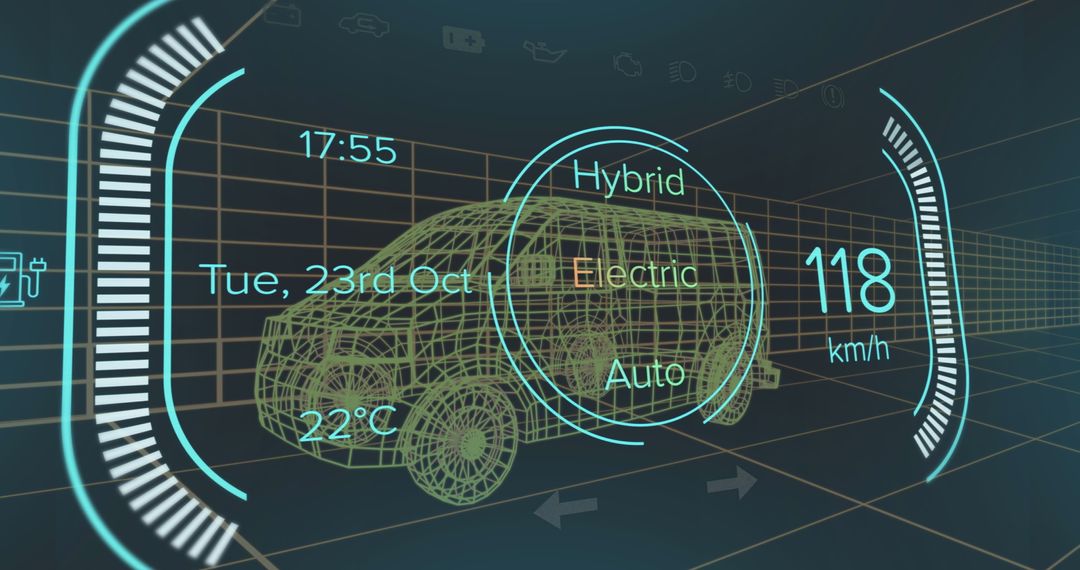 Futuristic Holographic Dashboard Display with Vehicle Data