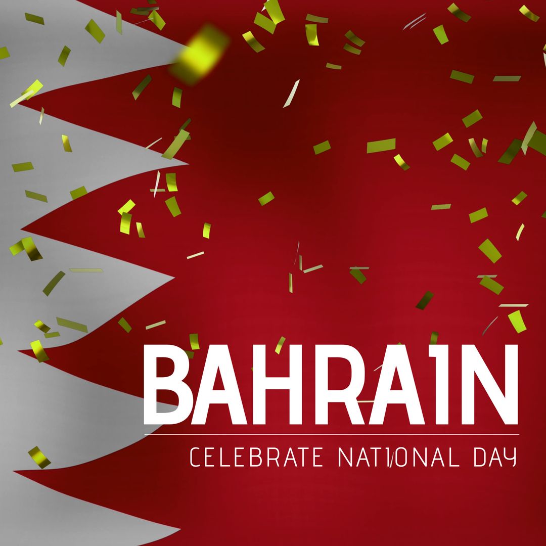 Bahrain National Day Celebration With Flag and Confetti