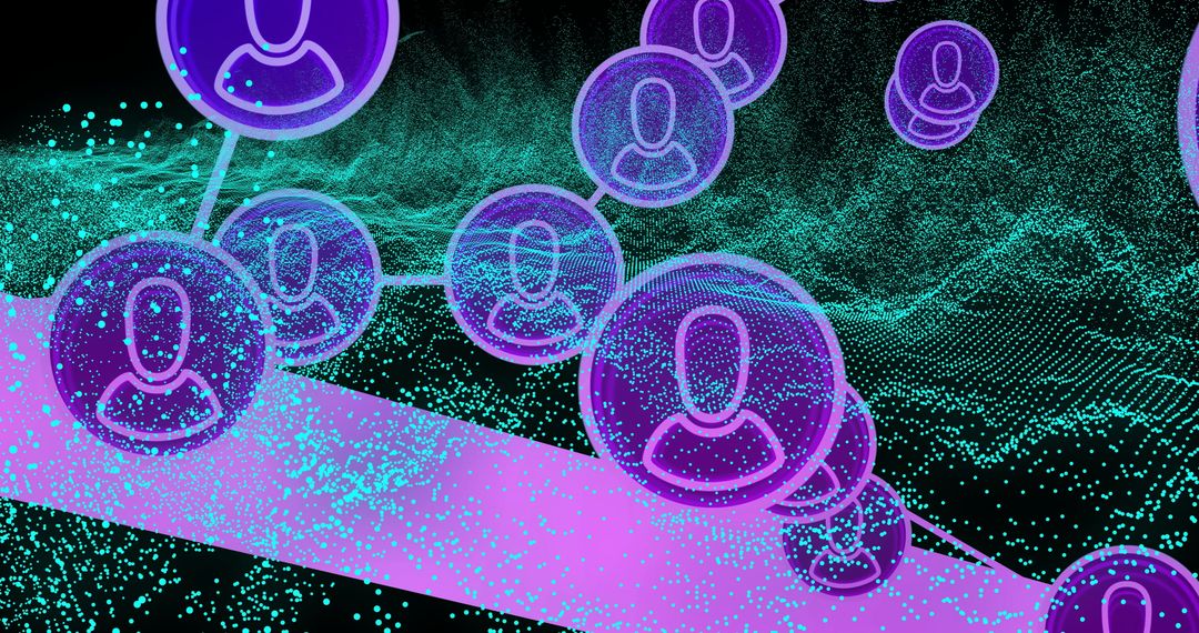 Futuristic Network Connection with Floating User Icons