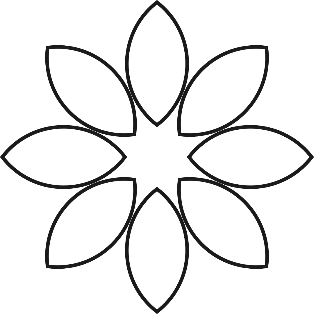 Minimalist Eight Petal Flower Logo on Transparent Background