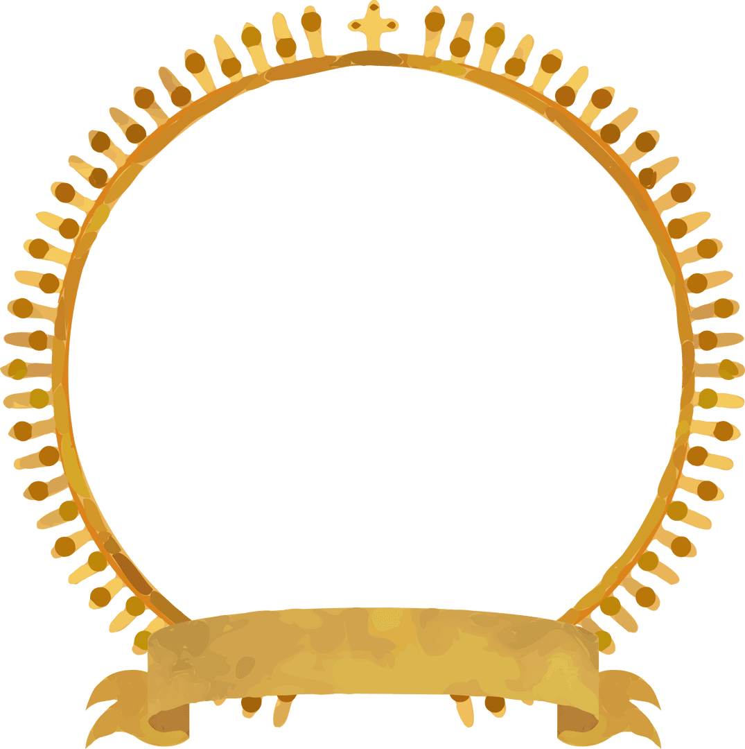 Transparent Wreath with Golden Metallic Spikes and Ribbon Banner