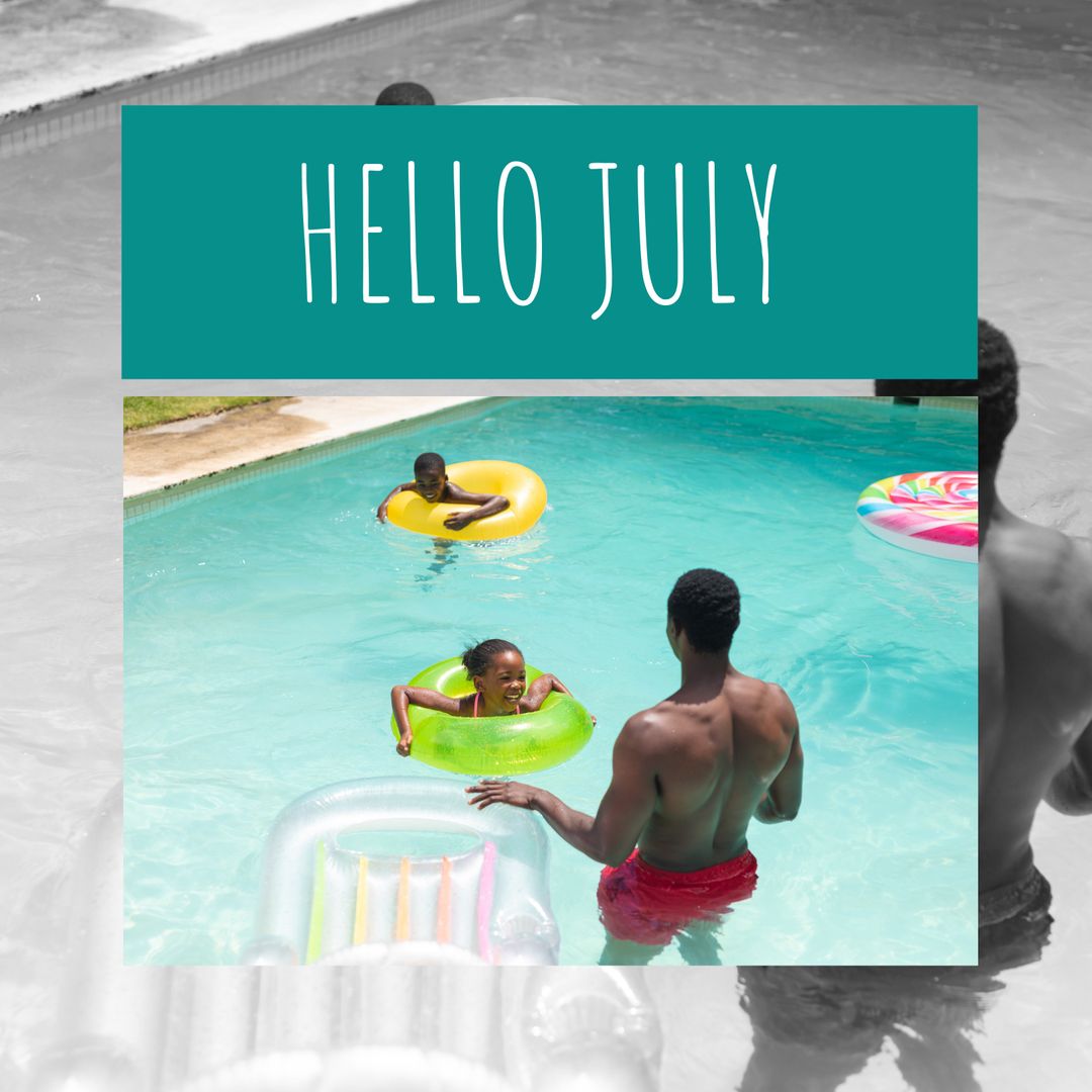 Family Enjoying Relaxing Pool Day in Summer