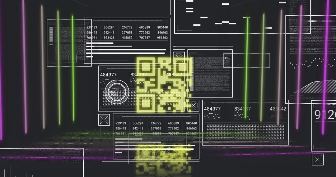 Futuristic Digital QR Code and Graph Technology Network