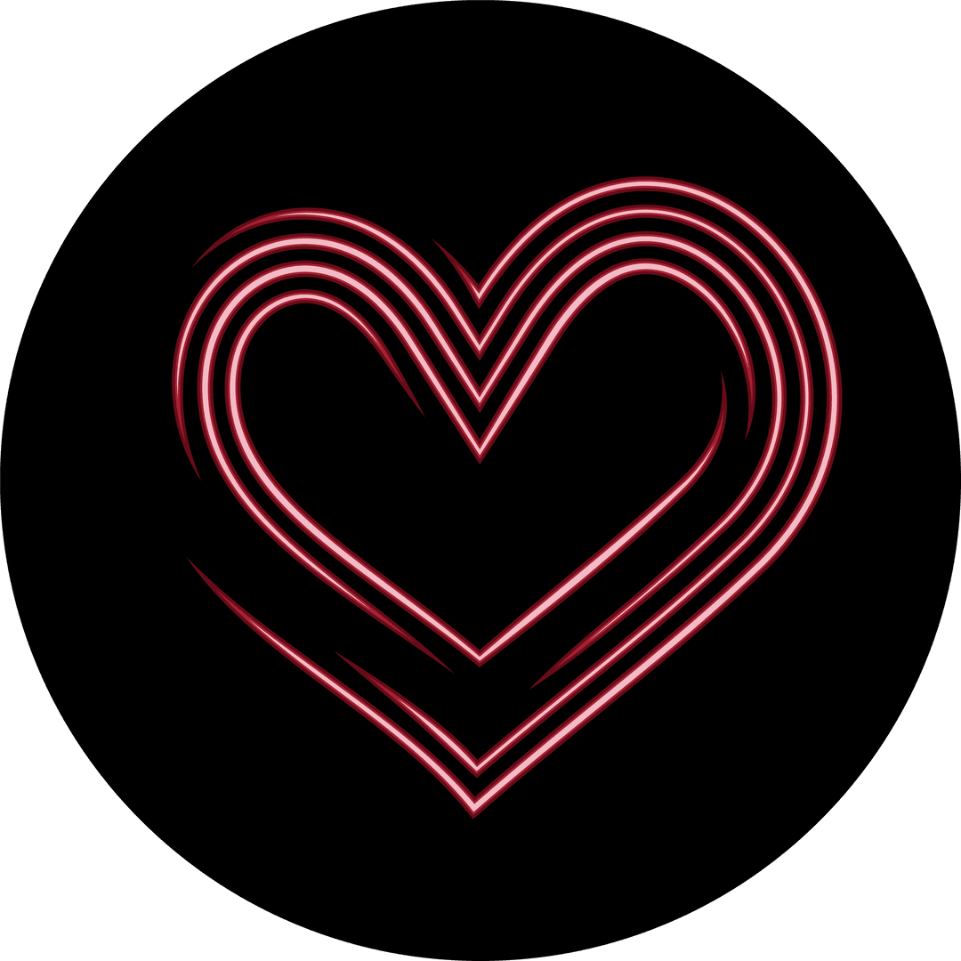 Transparent Heart Shape with Neon Light on Dark Background