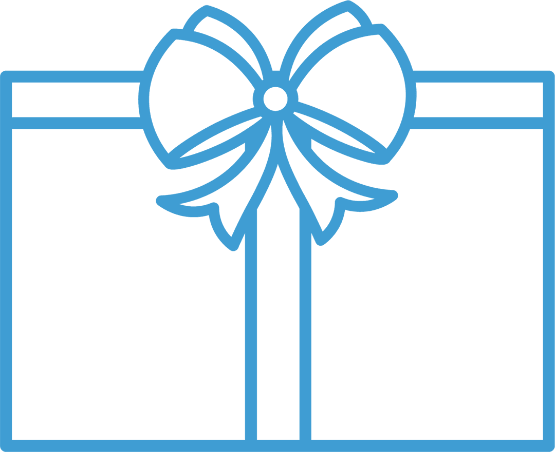 Transparent Line Art Gift Box with Ribbon Design