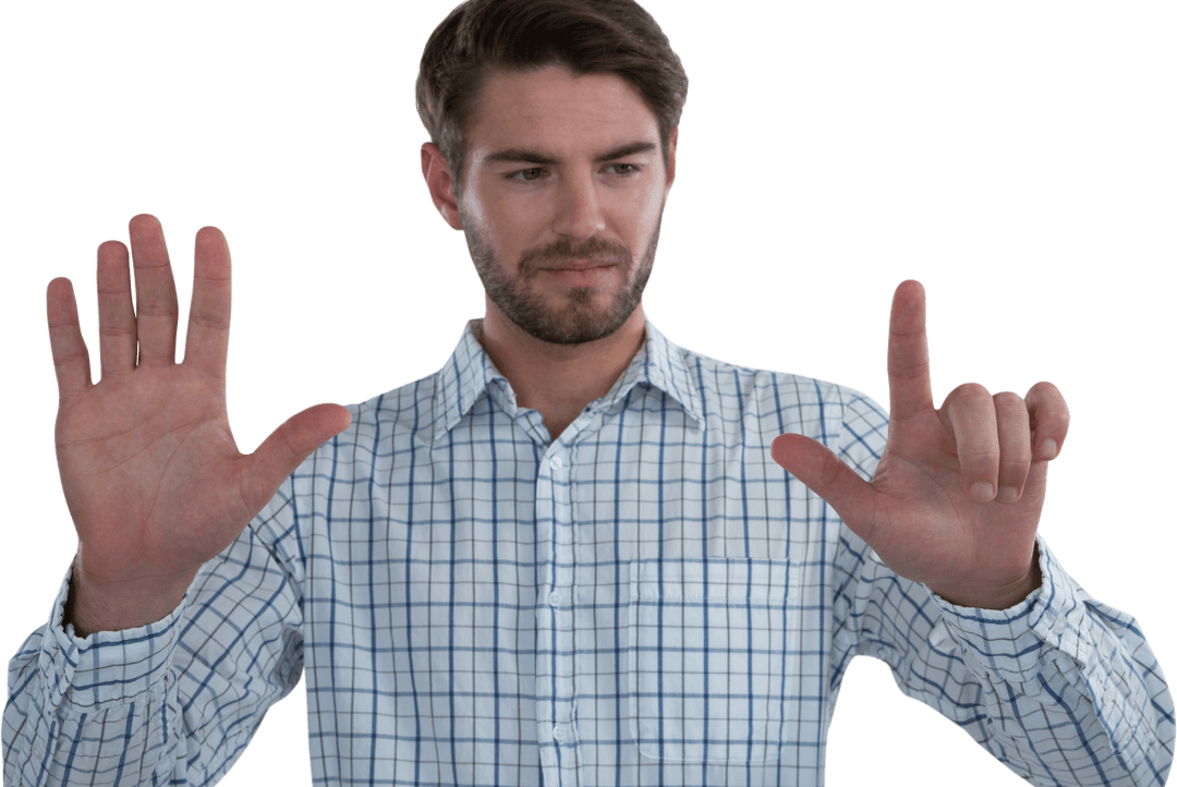 Businessman Pointing Forward on Transparent Background