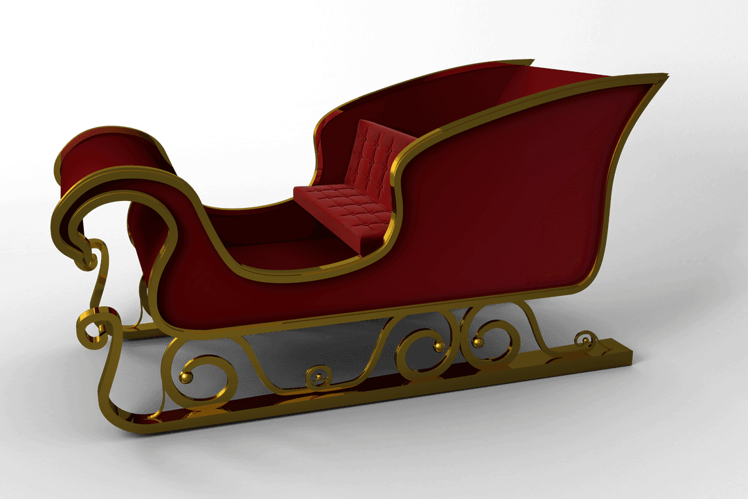 Elegant Claret Christmas Sleigh Illustration on Transparent Background