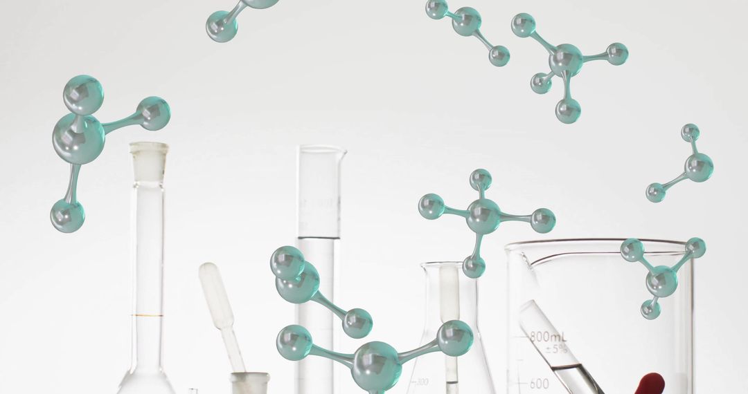 Molecules Hovering Over Laboratory Glassware