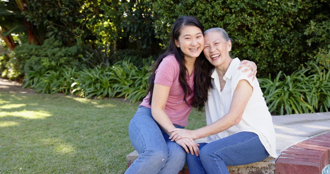Happy Family Bonding in Sunny Garden Setting