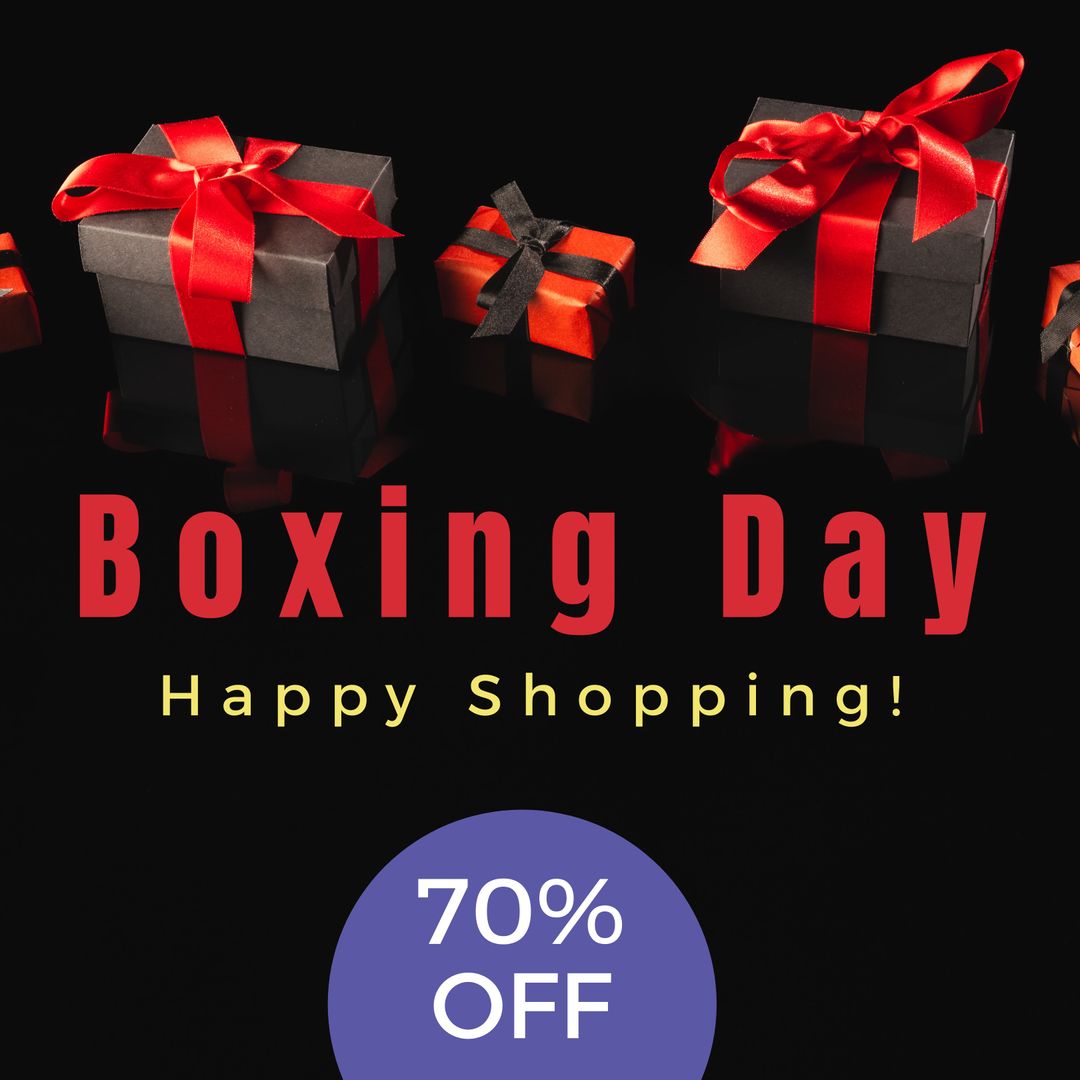 Boxing Day 70% Off Marketing Design with Gift Boxes