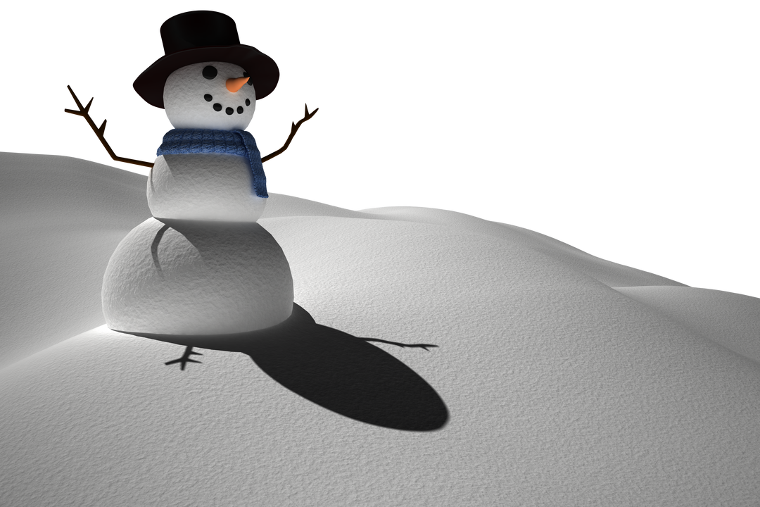 Happy Snowman on Snowy Hill Transparent Background Winter Vector Illustration - Download Free Stock Images Pikwizard.com