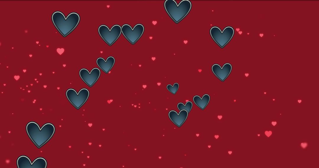 Floating Heart Icons on Vibrant Red Background