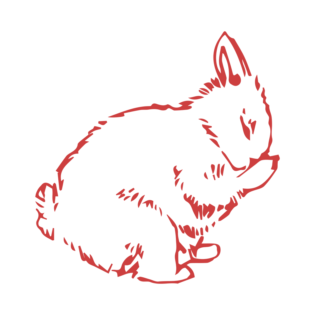 Red Rabbit Outline on Transparent Background Isolated Digital Illustration - Download Free Stock Images Pikwizard.com