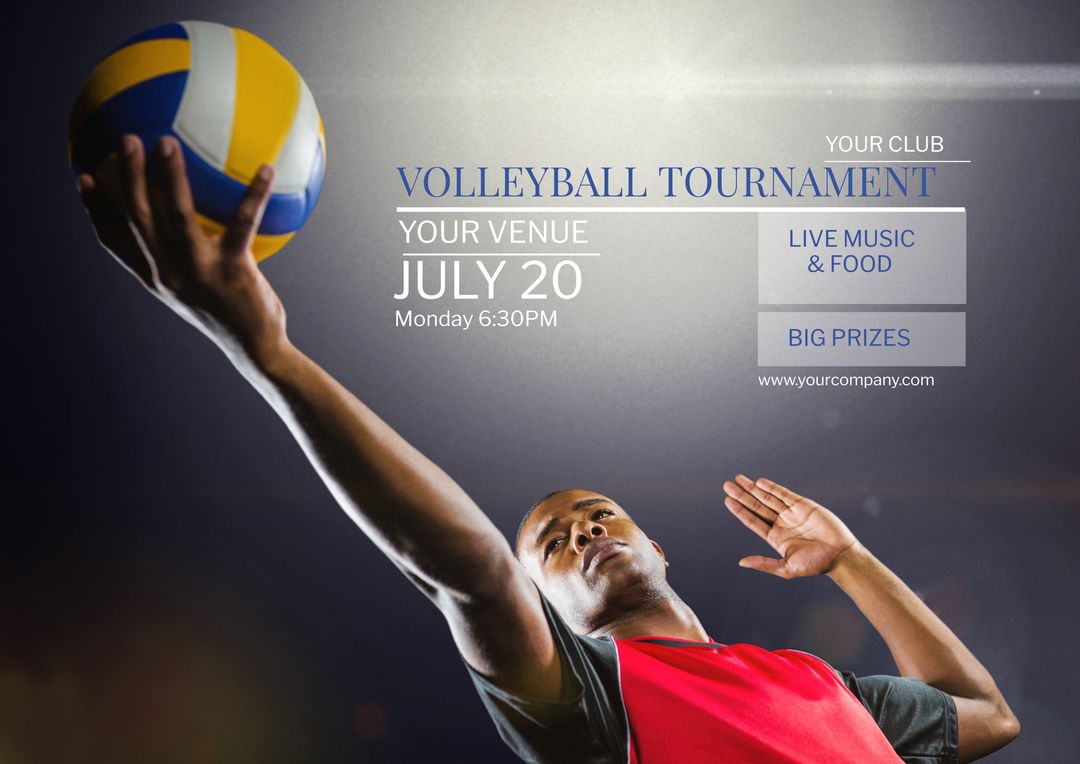 Volleyball Tournament Advertisement with Action-Packed Athlete - Download Free Stock Templates Pikwizard.com