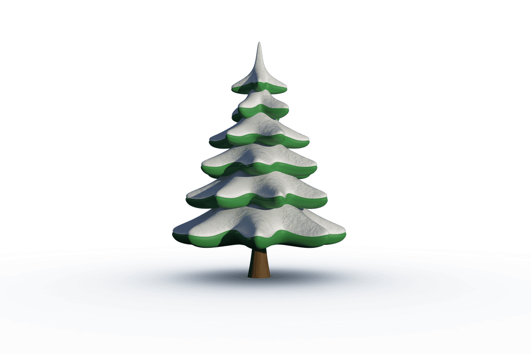 Digital Illustration of Snow-Covered Christmas Tree - Transparent Background