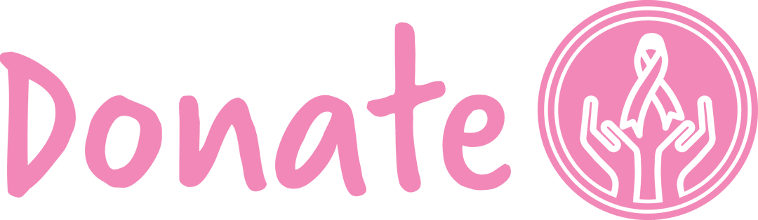 Pink 'Donate' Text with Breast Cancer Awareness Ribbon Graphic
