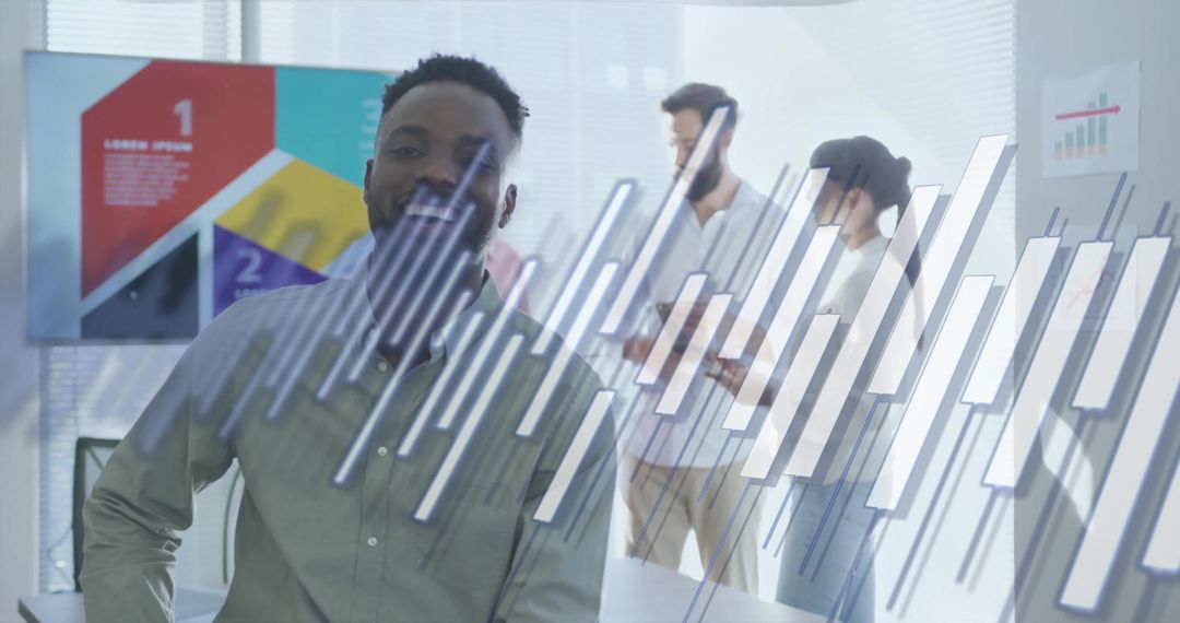 Businessman Presenting Interactive Analytics at Corporate Meeting