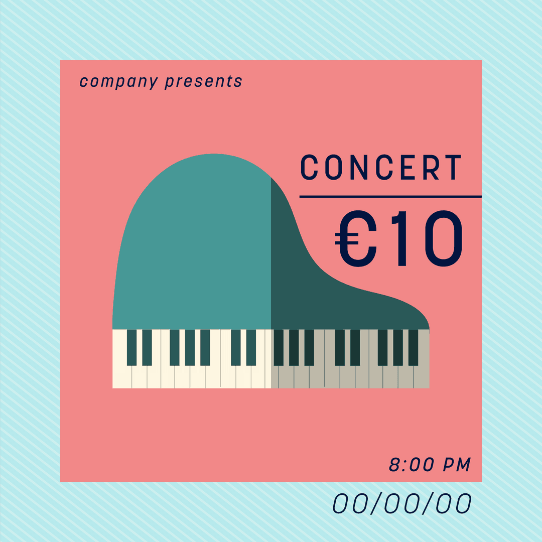 Grand Piano Concert Advertisement on Transparent Background