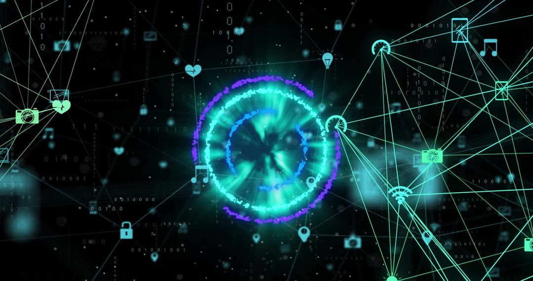 Futuristic Digital Connections with Network Icons Visualization